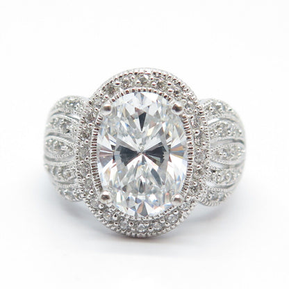 925 Sterling Silver Pave C Z Ring Size 5.25