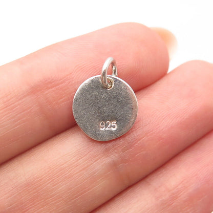 925 Sterling Silver Vintage "Joy Bali" Round Charm Pendant