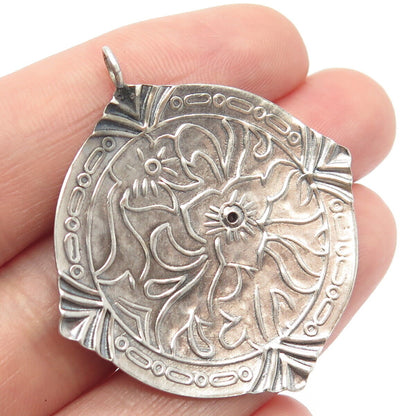 925 Sterling Silver Vintage C Z Ornate Pendant