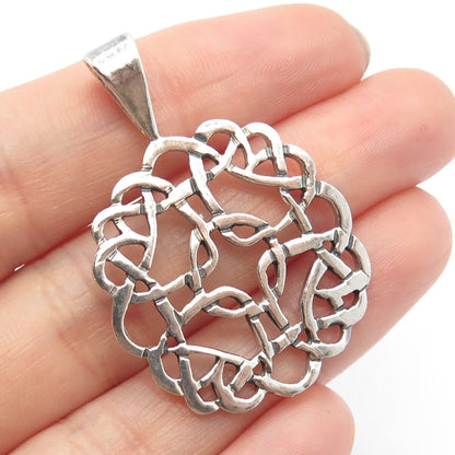 925 Sterling Silver Vintage Celtic Open Round Pendant