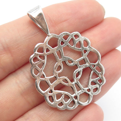 925 Sterling Silver Vintage Celtic Open Round Pendant