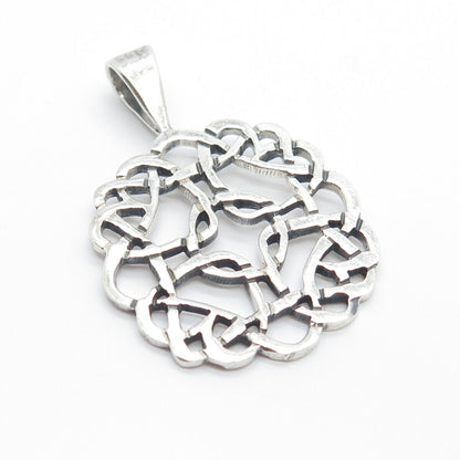 925 Sterling Silver Vintage Celtic Open Round Pendant