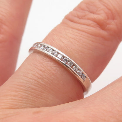 925 Sterling Silver Pave C Z Band Ring Size 7