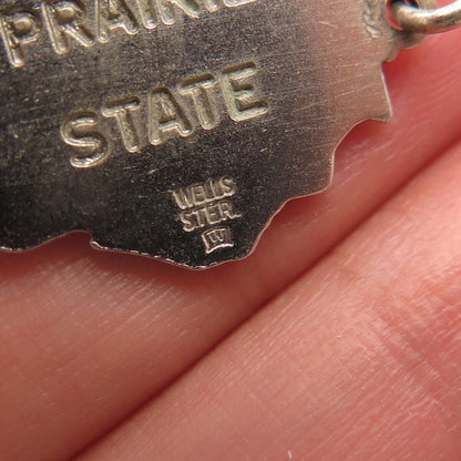 925 Sterling Silver Vintage Wells "Illinois" State Map Charm Pendant