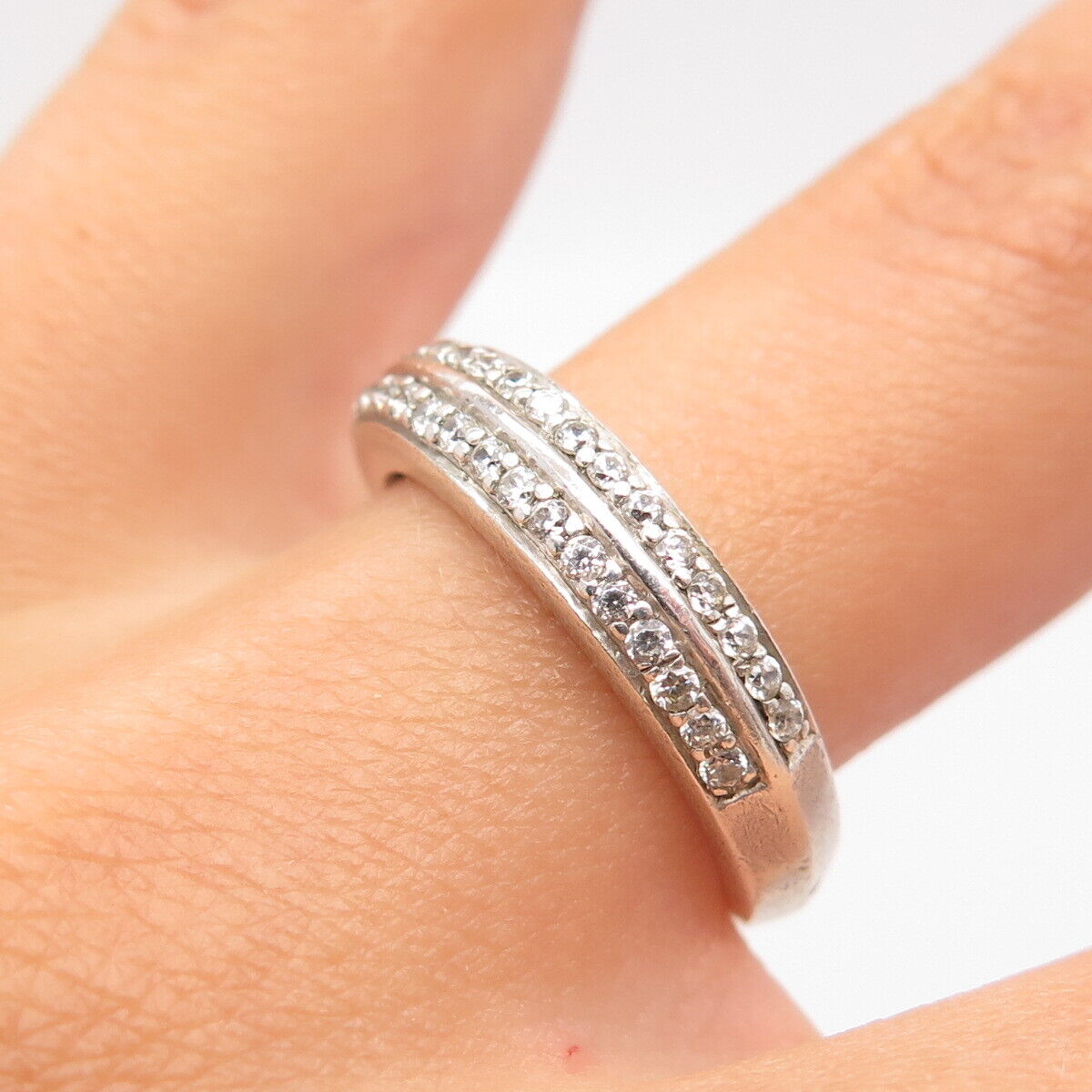 925 Sterling Silver Pave C Z Ring Size 7
