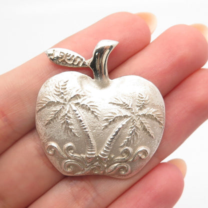 925 Sterling Silver Vintage Praschnik Palm Tree Apple Pendant