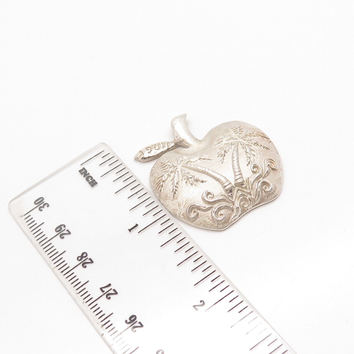 925 Sterling Silver Vintage Praschnik Palm Tree Apple Pendant