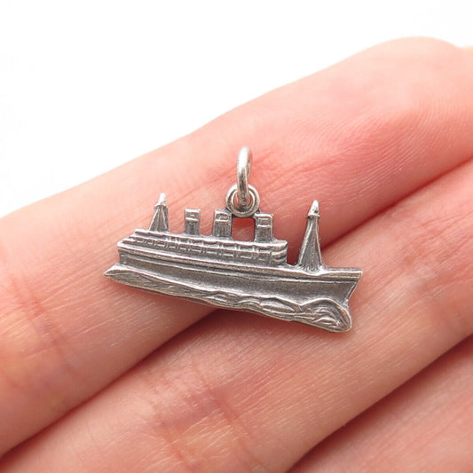 925 Sterling Silver Vintage Uncas Liner Ship Charm Pendant