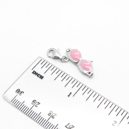 925 Sterling Silver Pink Enamel Sunglasses Charm Pendant