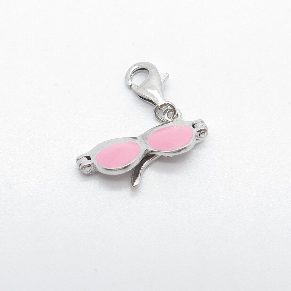 925 Sterling Silver Pink Enamel Sunglasses Charm Pendant