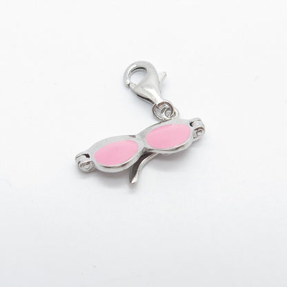 925 Sterling Silver Pink Enamel Sunglasses Charm Pendant