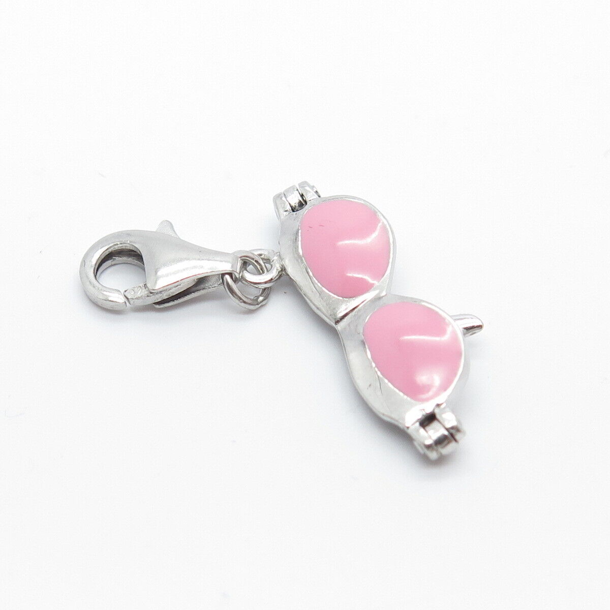 925 Sterling Silver Pink Enamel Sunglasses Charm Pendant