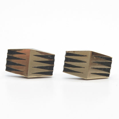 925 Sterling Silver 2-Tone Vintage Mexico Real Wood Modernist Cufflinks