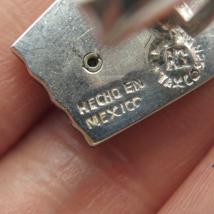 925 Sterling Silver 2-Tone Vintage Mexico Real Wood Modernist Cufflinks