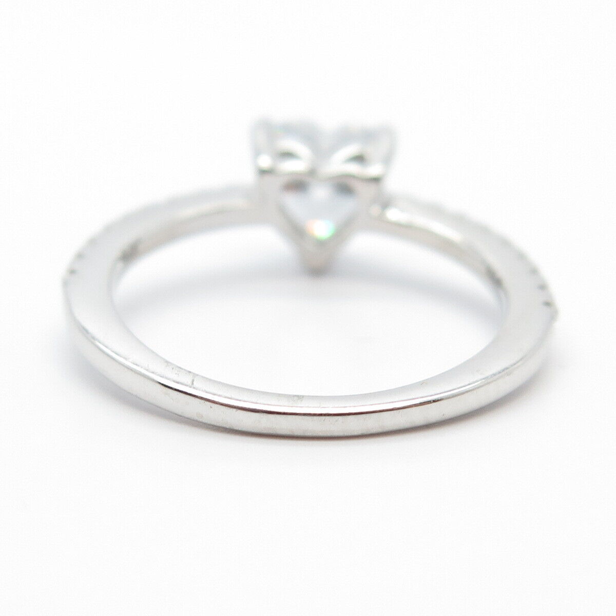 925 Sterling Silver C Z Heart Engagement Ring Size 5