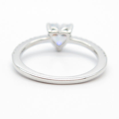 925 Sterling Silver C Z Heart Engagement Ring Size 6