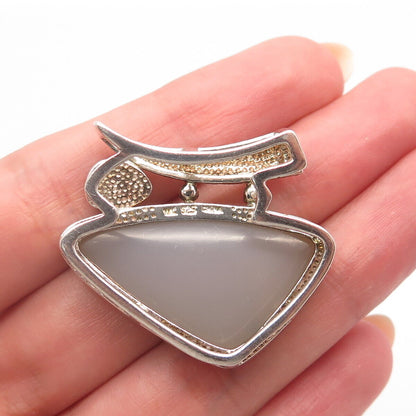 925 Sterling Silver Vintage Whitney Kelly Real Druzy Opal Gem Modernist Pendant