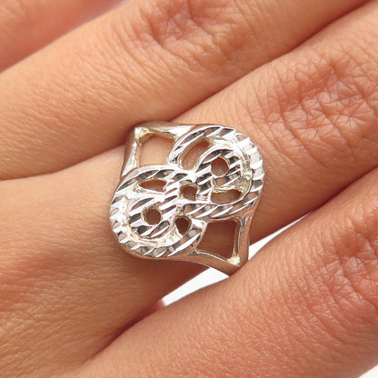 925 Sterling Silver Vintage Modernist Ring Size 7