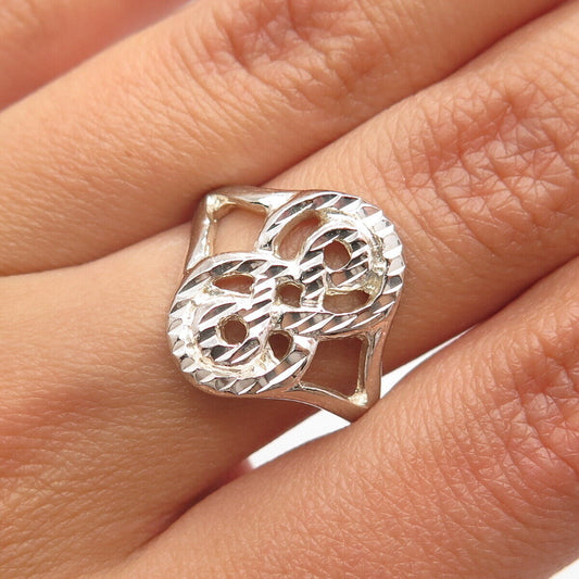 925 Sterling Silver Vintage Modernist Ring Size 7