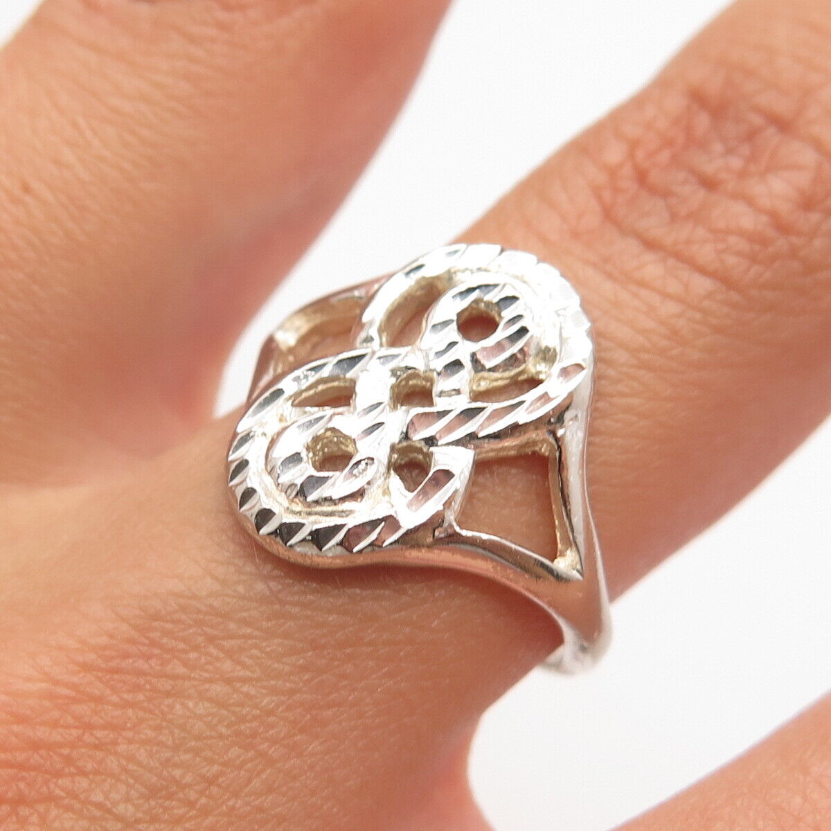 925 Sterling Silver Vintage Modernist Ring Size 7