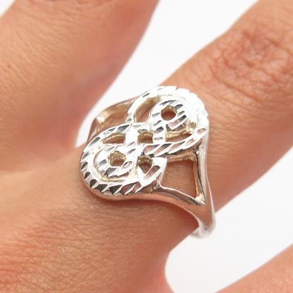 925 Sterling Silver Vintage Modernist Ring Size 7