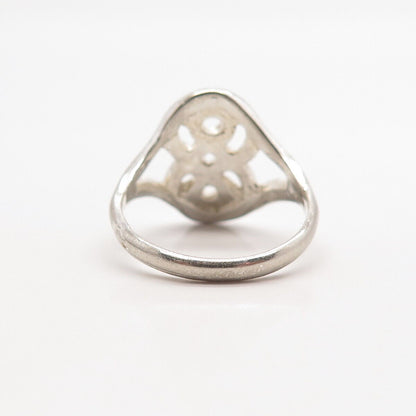 925 Sterling Silver Vintage Modernist Ring Size 7