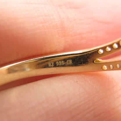 925 Sterling Silver Gold Plated C Z Bypass Ring Size 6.75