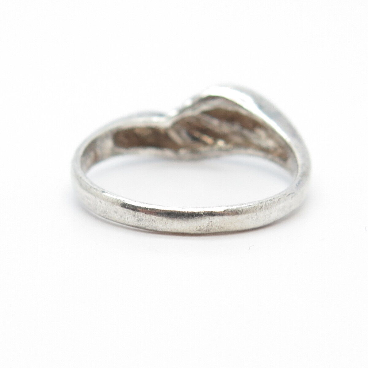 925 Sterling Silver Vintage Ribbed Bypass Ring Size 8