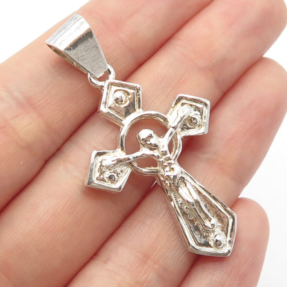 925 Sterling Silver Vintage Religious Crucifix Cross Pendant