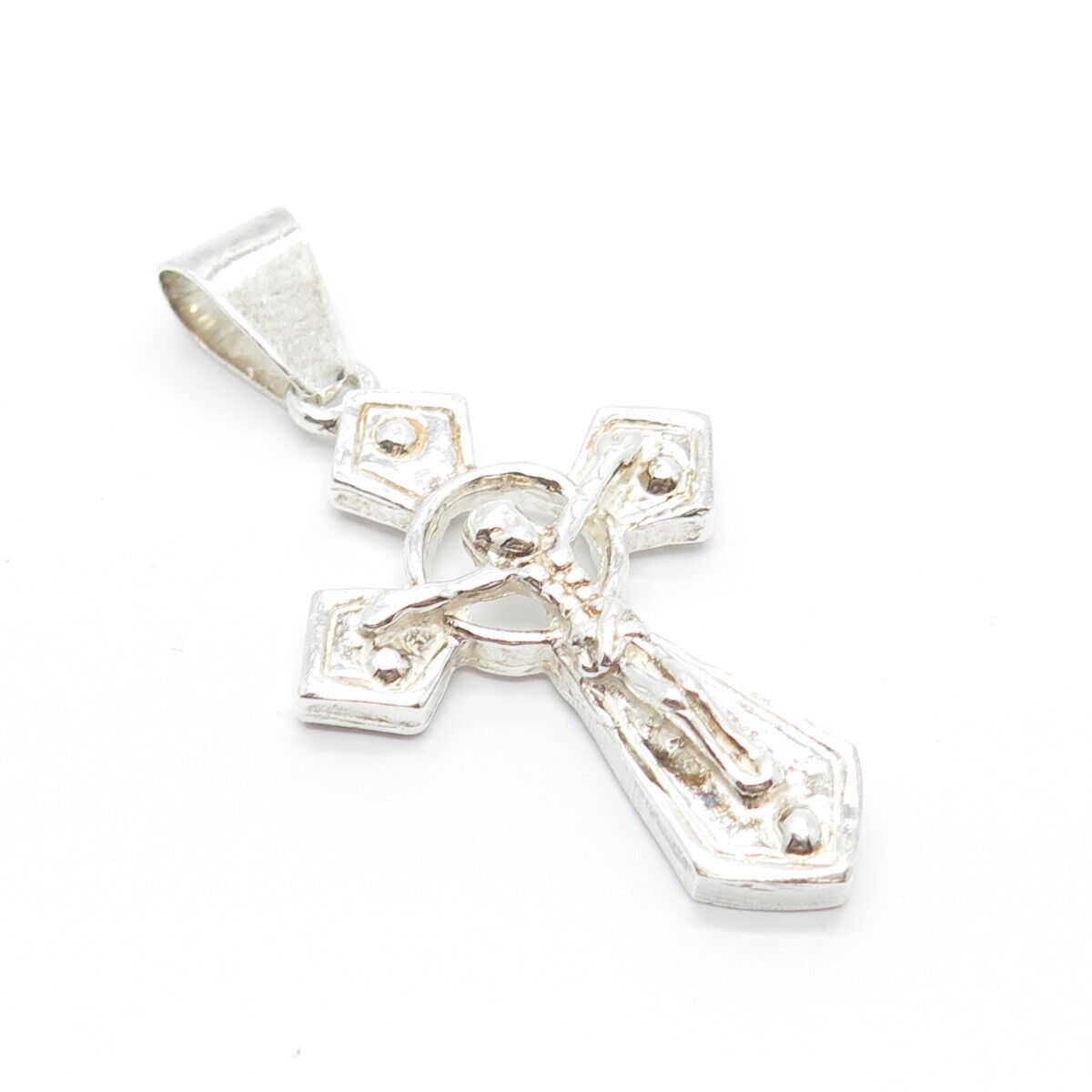 925 Sterling Silver Vintage Religious Crucifix Cross Pendant