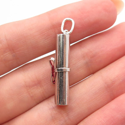 925 Sterling Silver Vintage "Diploma" Pendant