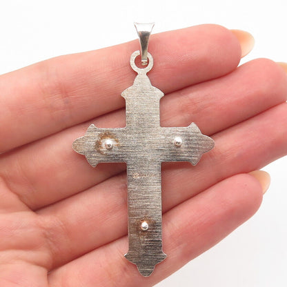 925 Sterling Silver Vintage Italy BSI Crucifix Cross Religious Cross Pendant