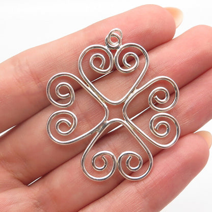 925 Sterling Silver Vintage Ornate Swirl Pendant