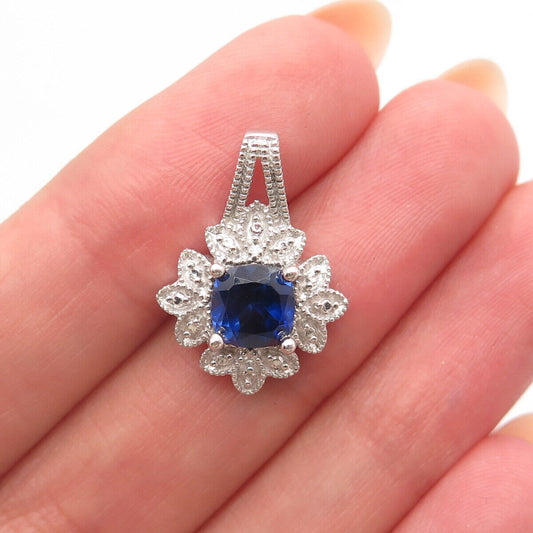 925 Sterling Silver Lab-Created Sapphire Slide Pendant