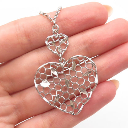 925 Sterling Silver Ornate Heart Rolo Chain Necklace 18"