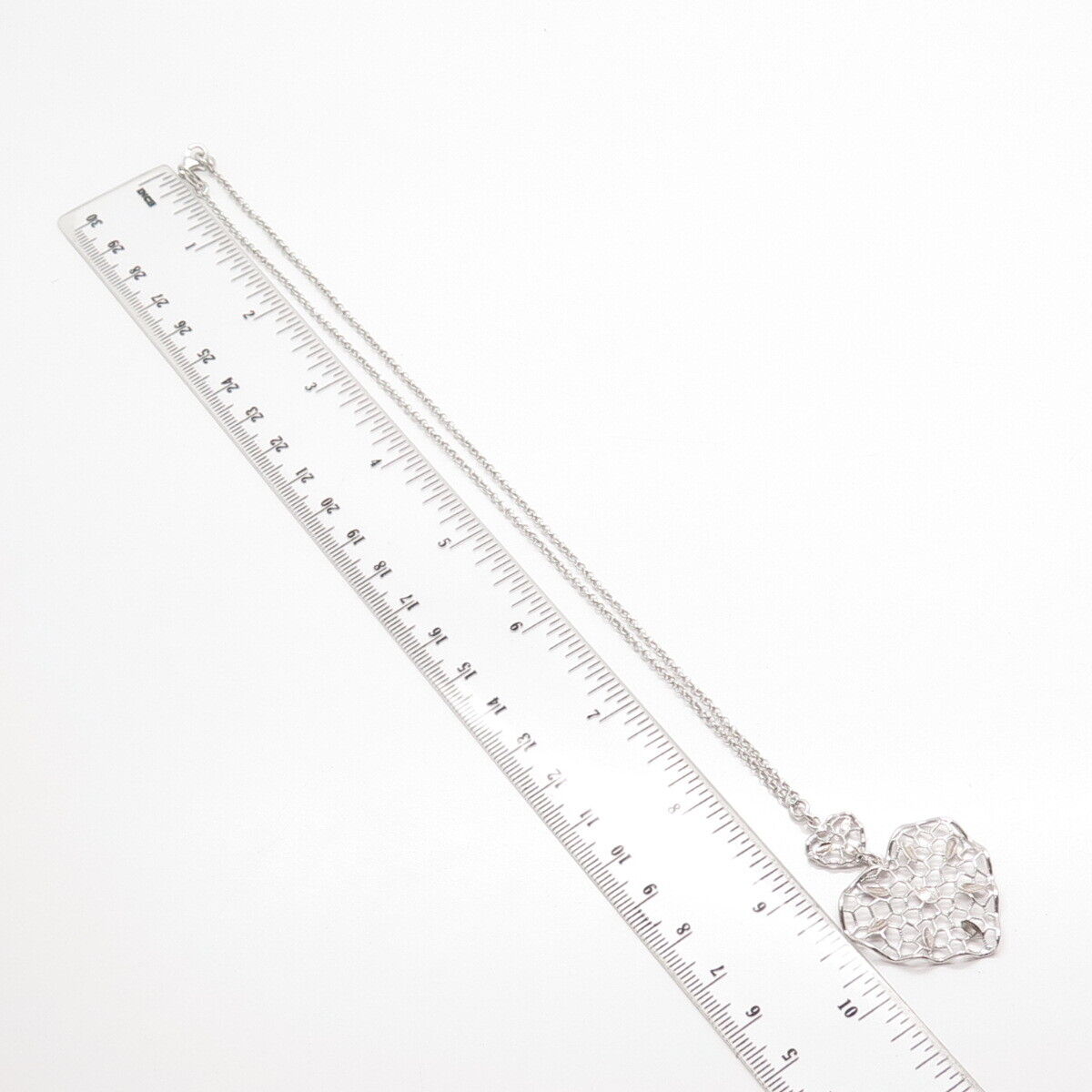 925 Sterling Silver Ornate Heart Rolo Chain Necklace 18"