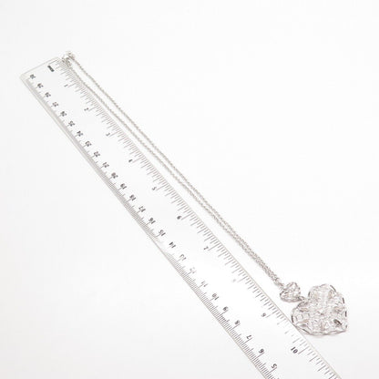 925 Sterling Silver Ornate Heart Rolo Chain Necklace 18"