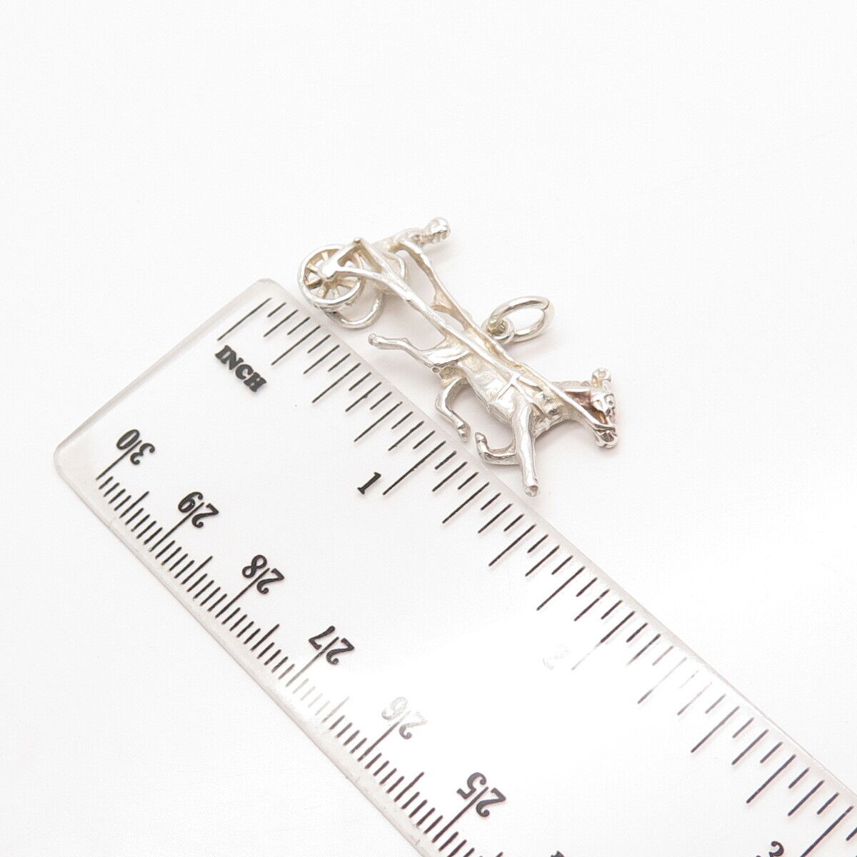 925 Sterling Silver Vintage Horse Carriage Pendant