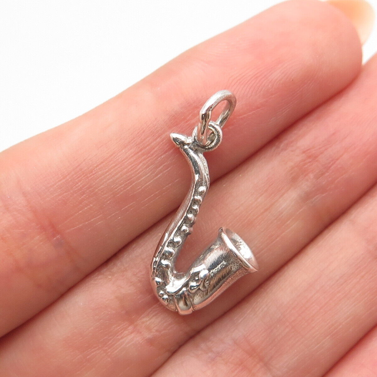 925 Sterling Silver Vintage Saxophone Music Charm Pendant