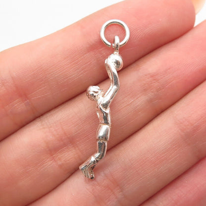 925 Sterling Silver Vintage Basketball Player Charm Pendant