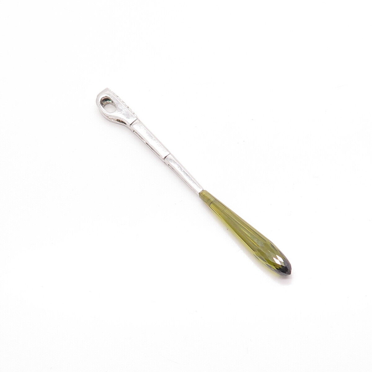 925 Sterling Silver Lemon Green C Z Bar Slide Pendant