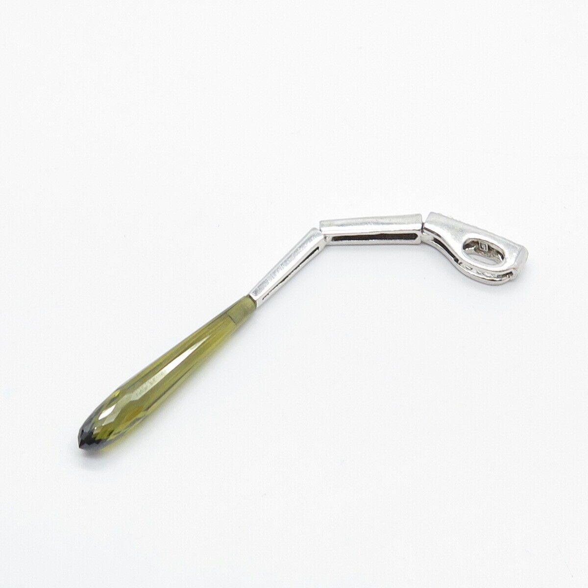 925 Sterling Silver Lemon Green C Z Bar Slide Pendant