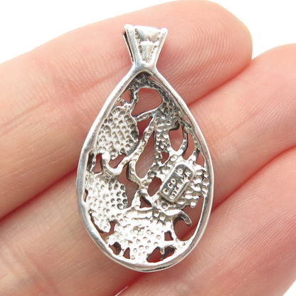 925 Sterling Silver / 12K Gold Vintage Grape Leaf Pendant