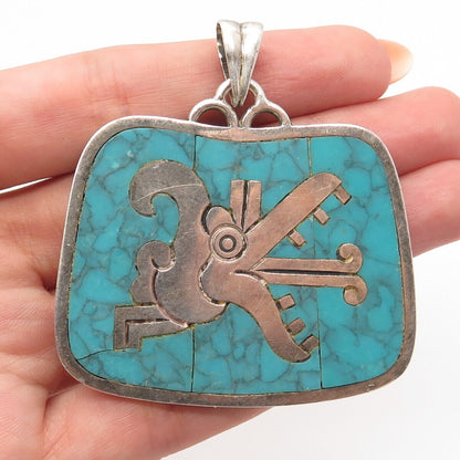 925 Sterling Silver Vintage Victor Jaimez & Emma Melendez Turquoise Gem Pendant