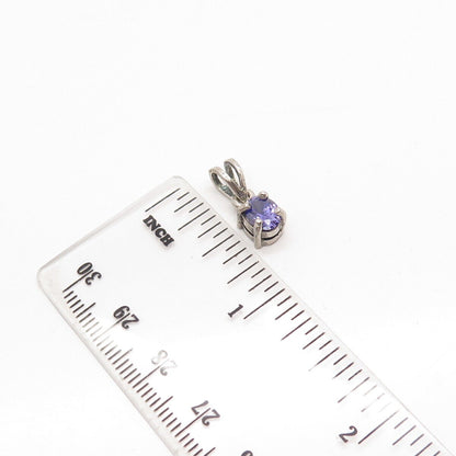 925 Sterling Silver Vintage Purple C Z Oval Slide Pendant