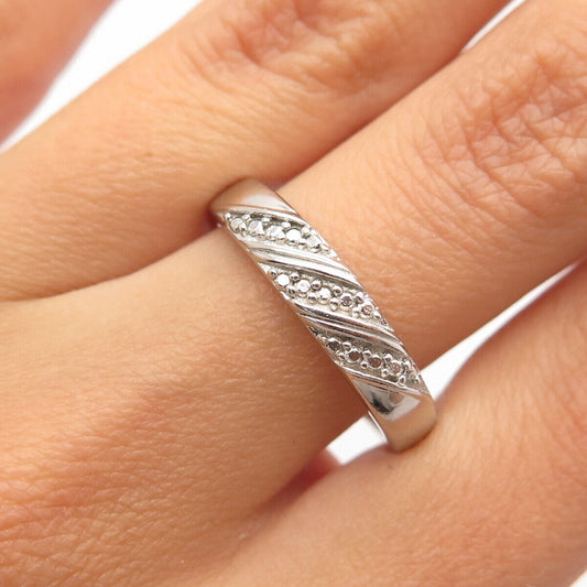 S925 Sterling Silver DBJ Striped Dotted Band Ring Size 8.75