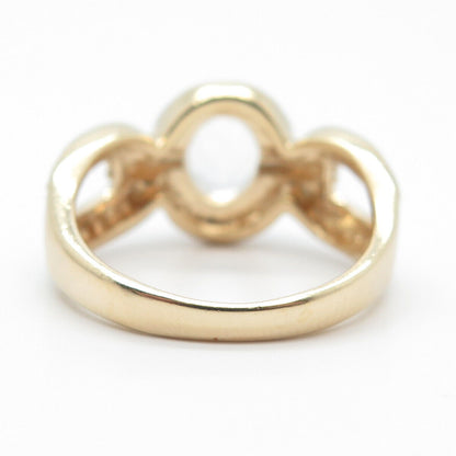 925 Sterling Silver Gold Plated DBJ Real Light Blue Topaz Gem Ring Size 8