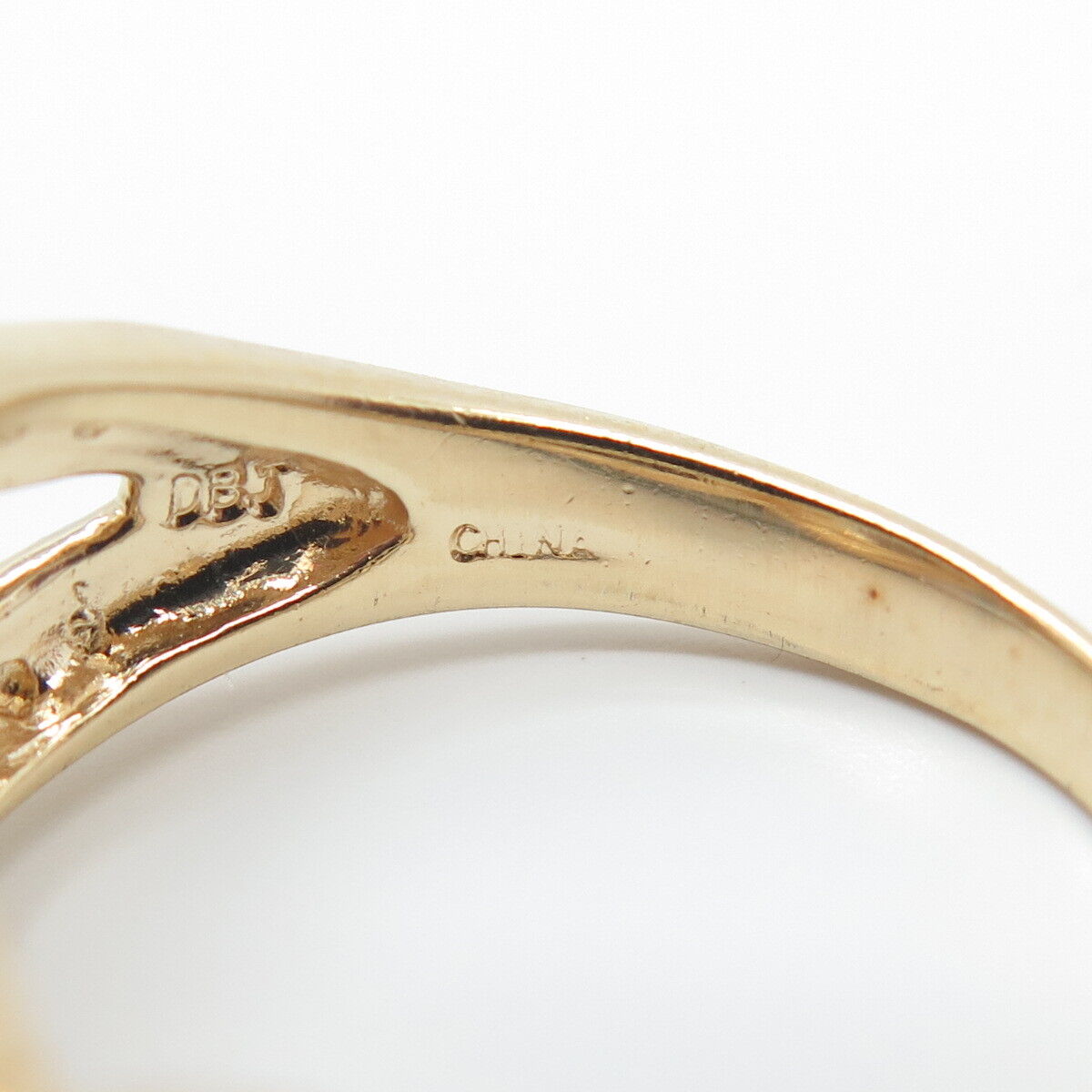 925 Sterling Silver Gold Plated DBJ Real Light Blue Topaz Gem Ring Size 8