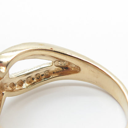 925 Sterling Silver Gold Plated DBJ Real Light Blue Topaz Gem Ring Size 8