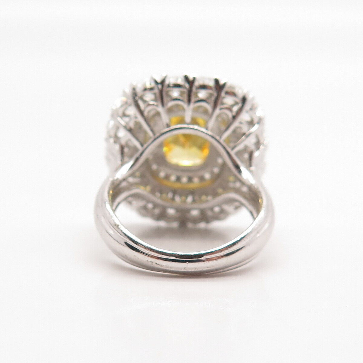 925 Sterling Silver White & Yellow C Z Wide Ring Size 6.25